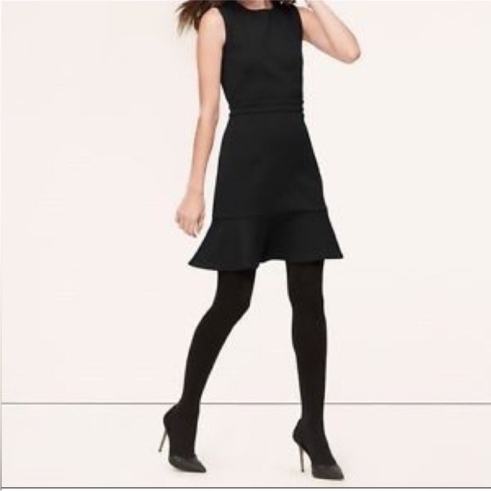 Ann Taylor LOFT black point knit flounce dress
